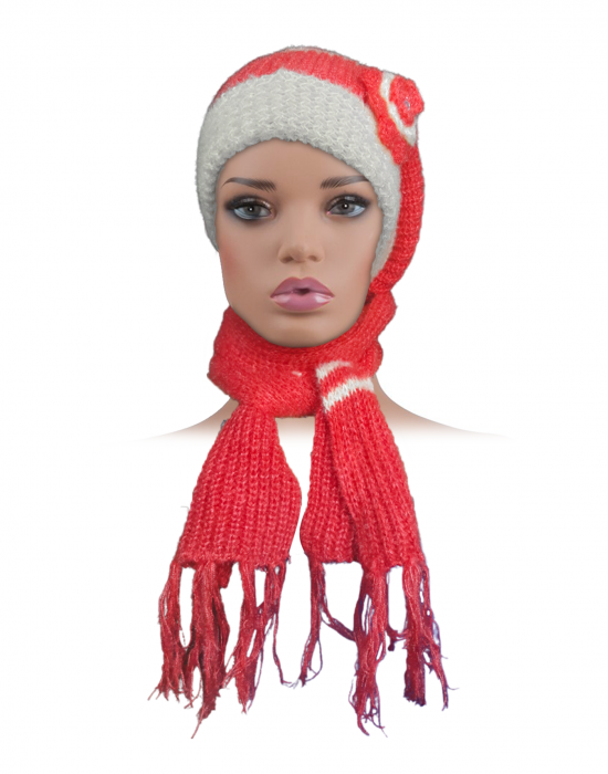 Women Woolen Muffler and Cap for Women Orange